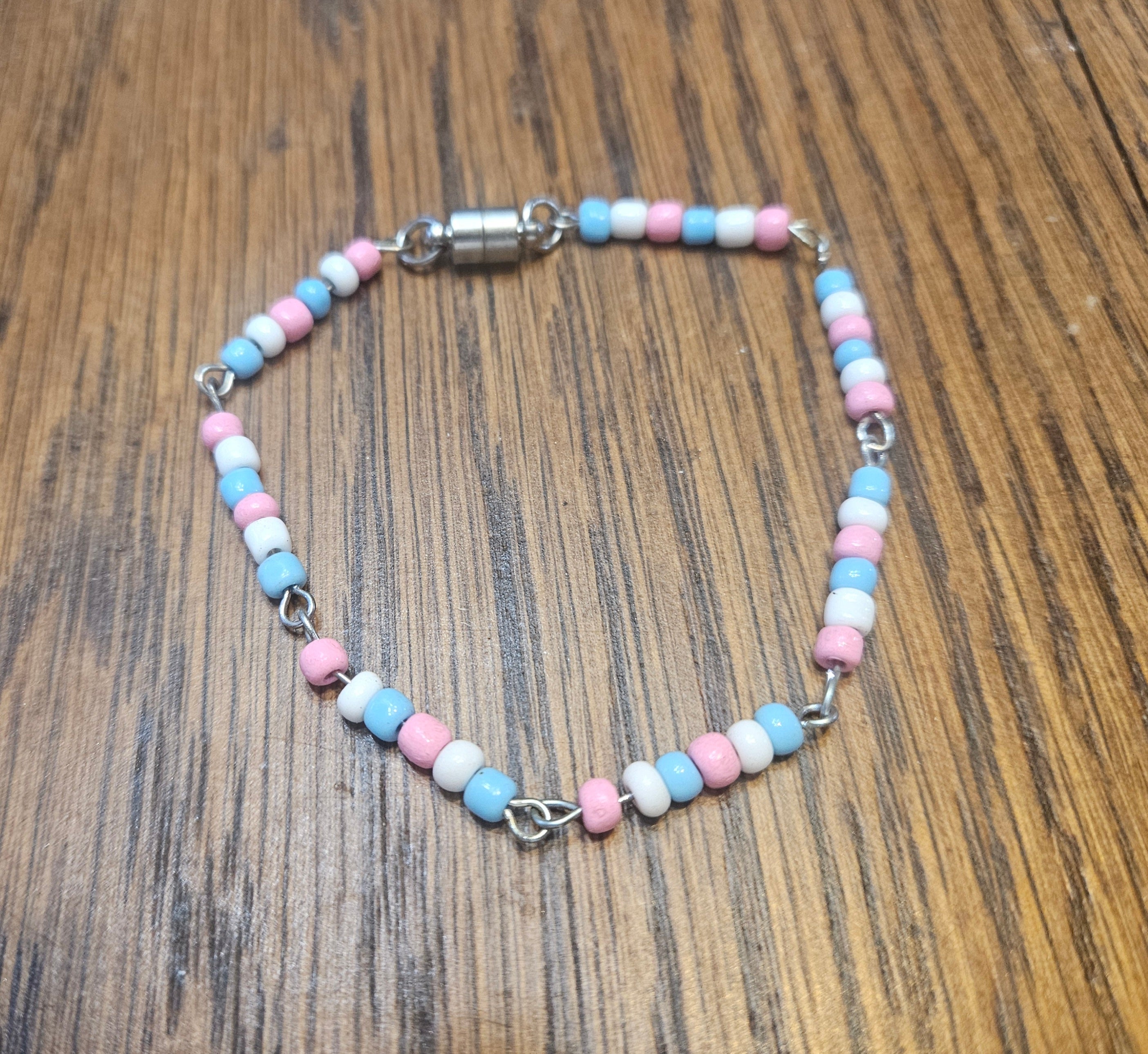 Trans colored beaded link bracelet