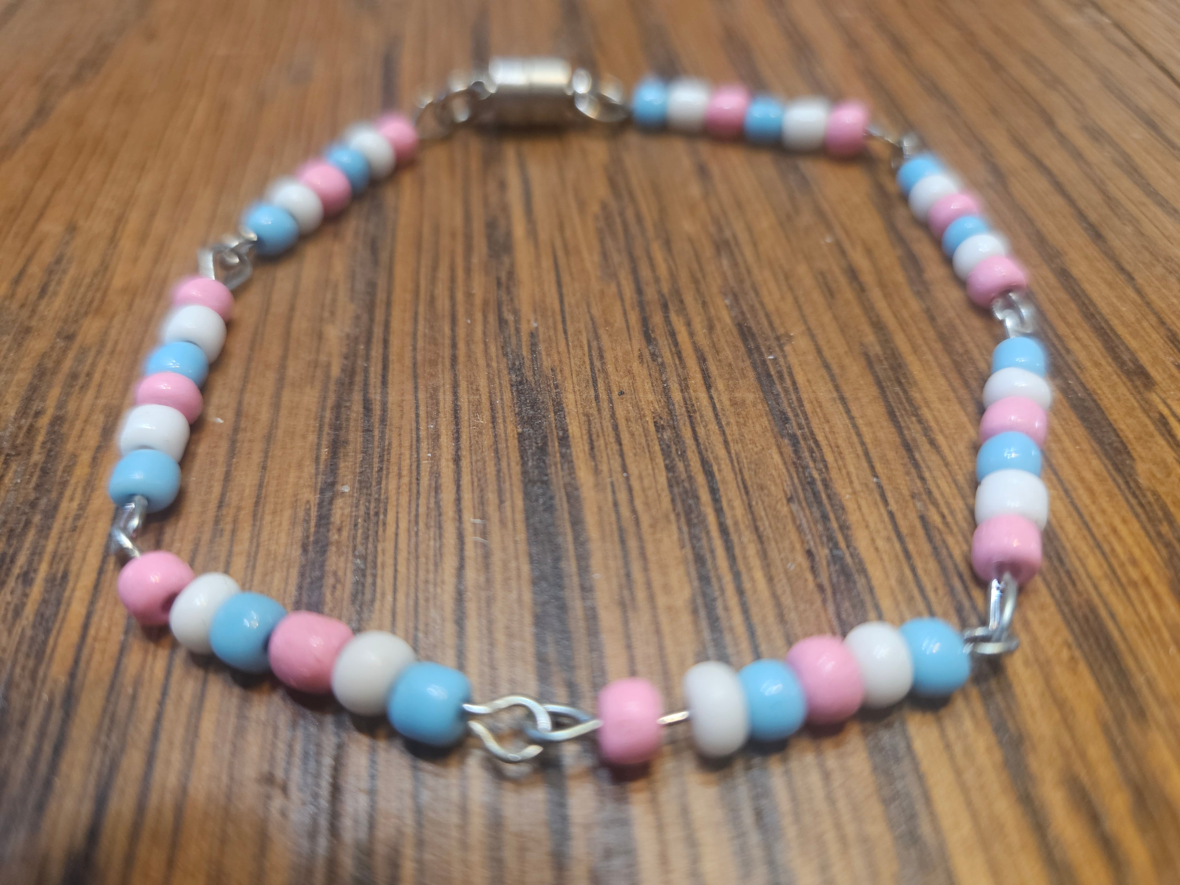 Trans colored beaded link bracelet