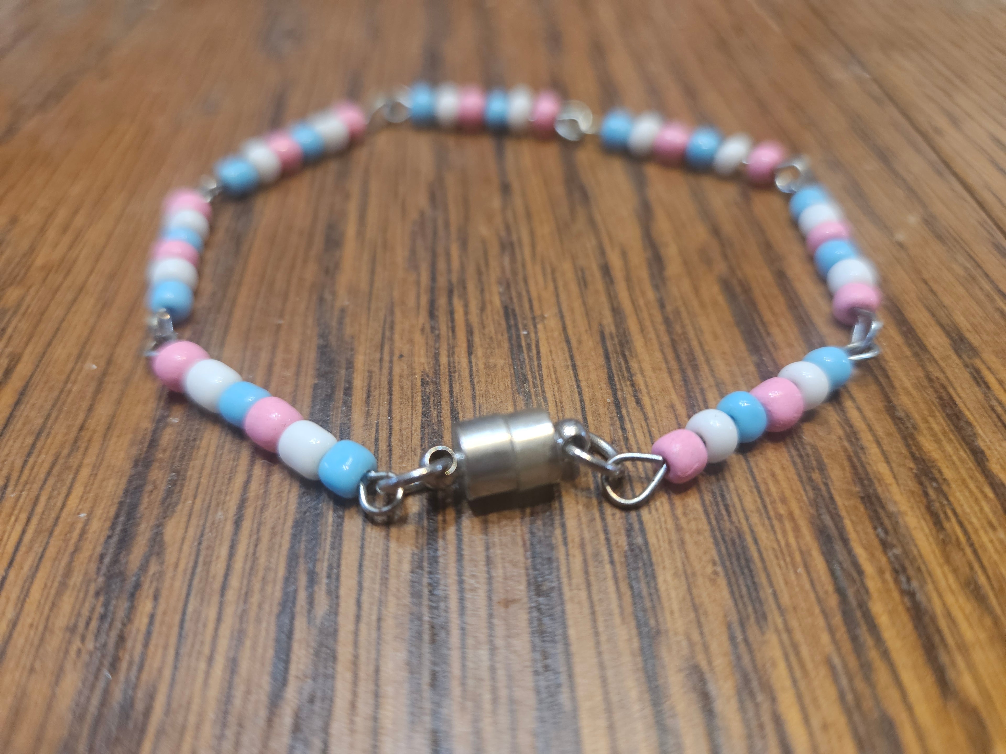 Trans colored beaded link bracelet
