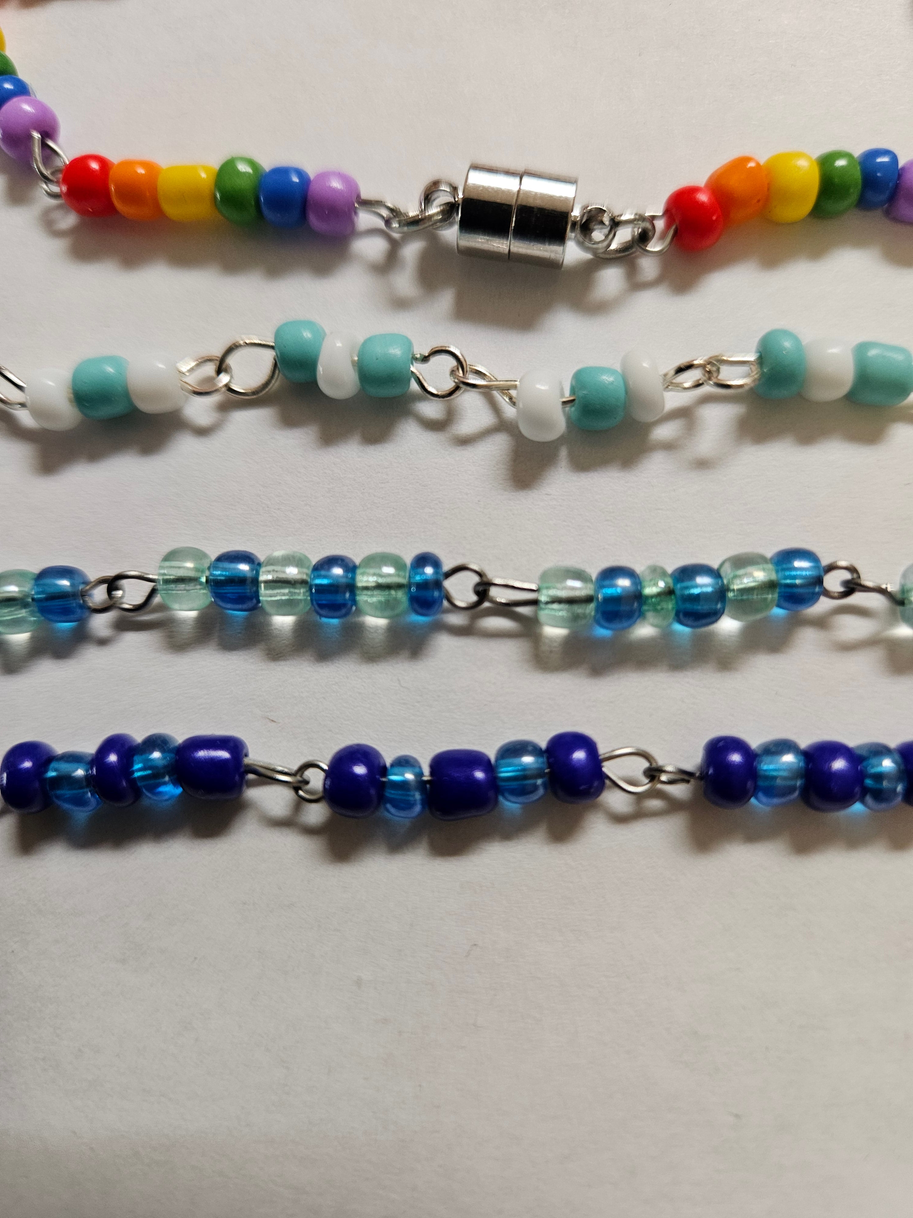 Rainbow beaded link bracelet